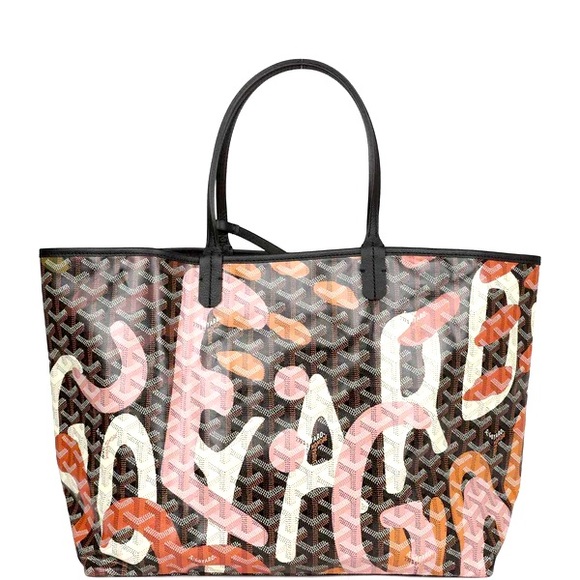 New Goyard Saint Louis GM Tote Bag Lettres Camouflage Black Rose Pink 2023